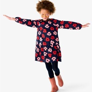 NWT Primary girls navy dress with pink and red flowers size 10; %100 cotton
